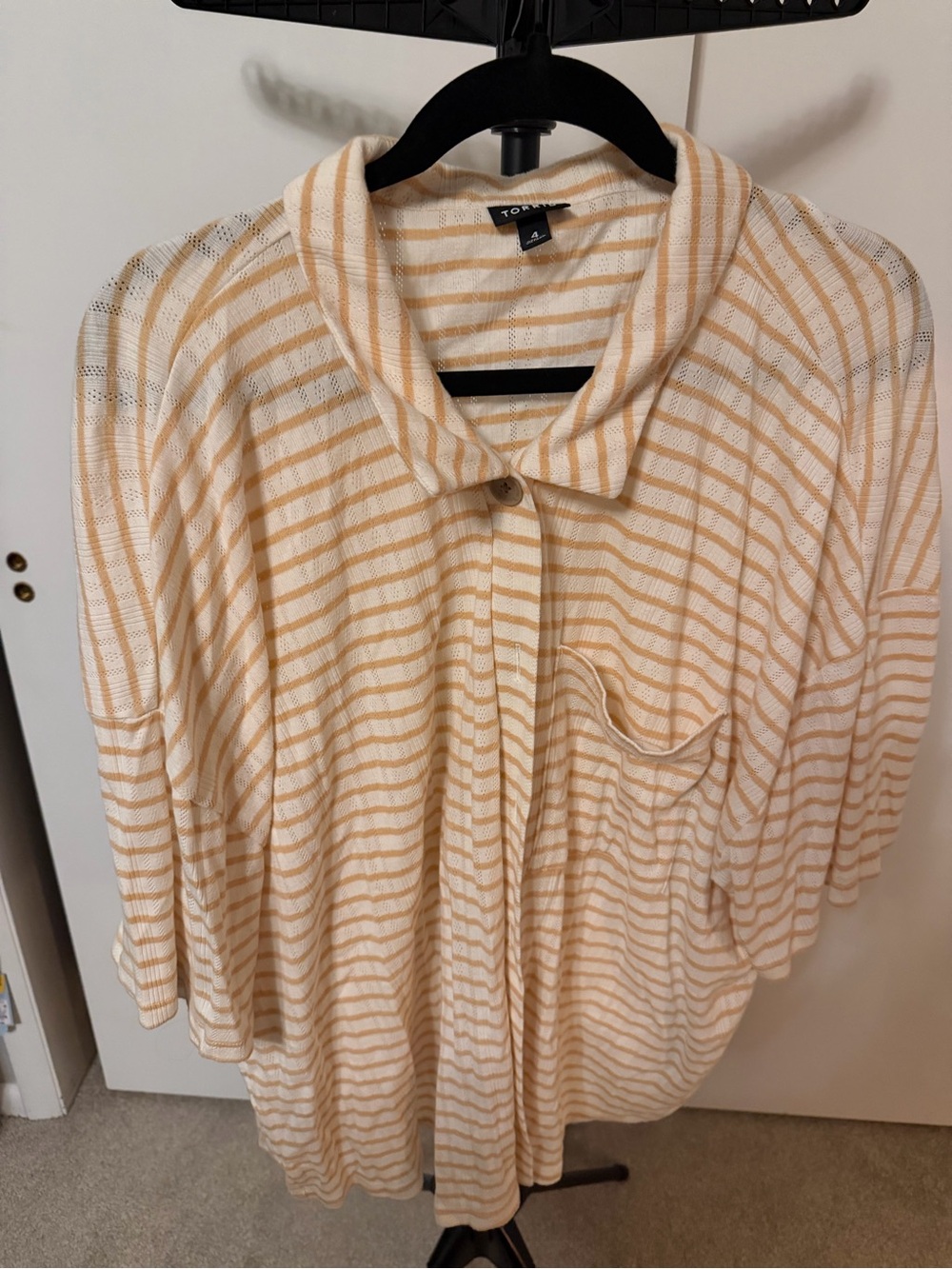 torrid Cream and Beige Striped Knit Top